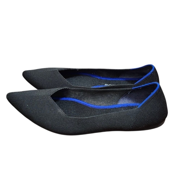 Rothy’s “THE POINT” Black Knitted Pointed Toe Slip On Flats Women’s Size 9 W - Picture 6 of 14